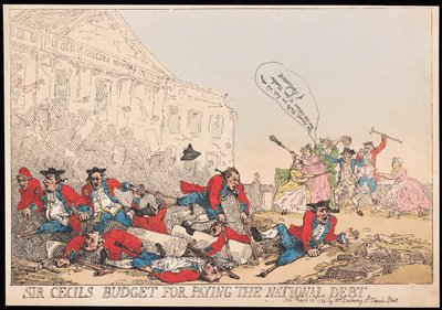 Sir Cecils budget for betaling af statsgælden, pub. 1784 (håndfarvet gravering) af Thomas Rowlandson