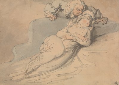 Sovende kvinde set af en mand af Thomas Rowlandson