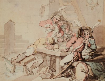 Soldater hyler i en kælder af Thomas Rowlandson