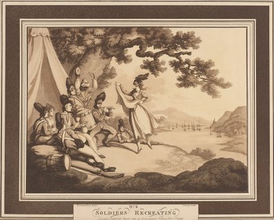 ? Soldiers Recreating ?, c.1798dani af Thomas Rowlandson