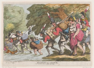 Soldater på en marts, 1. april 1808., 1. april 1808. af Thomas Rowlandson