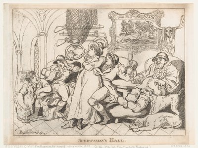 Sportsmandens Sal, eller Rævejægerne slapper af af Thomas Rowlandson