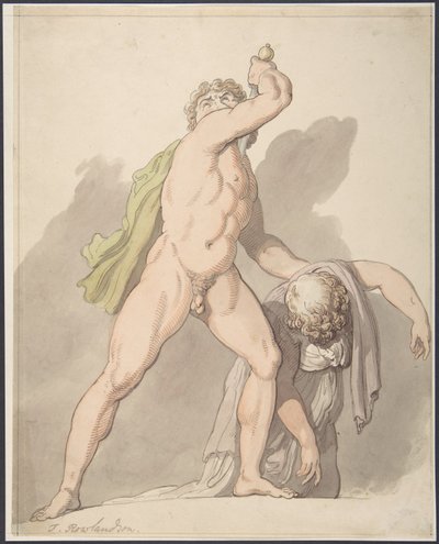 Stående nøgen mand, der støtter en besvimende kvinde (Ludovisi-galeren i Uffizi) af Thomas Rowlandson