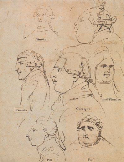 Studier af George III og statsmænd af Thomas Rowlandson