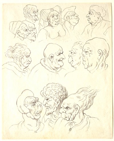 Studier af groteske hoveder af Thomas Rowlandson