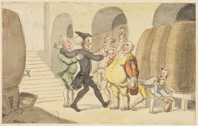 Undersøgelse for Dr. Syntax gjort fri af kælderen af Thomas Rowlandson
