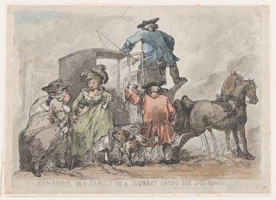 Sympathy, or A Family On A Journey Laying The Dust, 12. juli 1784., 12. juli 1784. af Thomas Rowlandson