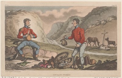 Tager hans morgenmad, fra The Military Adventures of Johnny Newcome, 1815., 1815. af Thomas Rowlandson