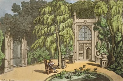 Temple at Strawberry Hill, fra "Sketches from Nature", udgivet 1822 (håndkoloreret radering) af Thomas Rowlandson
