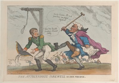Det kærlige farvel, eller spark for spark, 17. april 1814., 17. april 1814. af Thomas Rowlandson