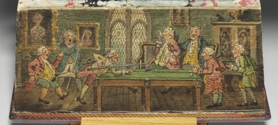 "The Book of Common Prayer", detalje af et forkantsmaleri af "A Billiard Game", 1772 af Thomas Rowlandson