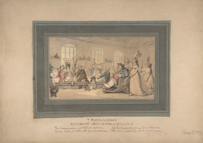 Bekvemmelighederne ved bad og offentlig morgenmad, 1780-1827. af Thomas Rowlandson