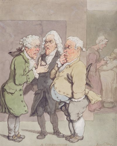 Lægekonsultationen, 1815-1820 (pen og blæk og wc over grafit på papir) af Thomas Rowlandson