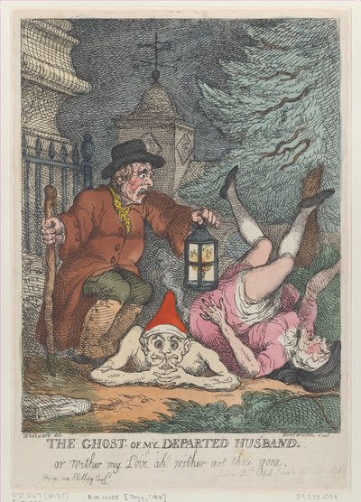Min afdøde mands spøgelse eller visne min kærlighed ah visne er du væk, april..., 1. april 1808. af Thomas Rowlandson