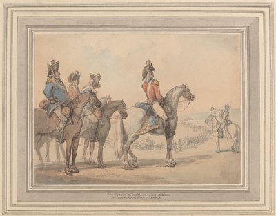 Vagterne på marts for hertugen af Yorks kampagne i Frankrig af Thomas Rowlandson