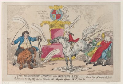 Hannoveranerhesten og den britiske løve, 31. marts 1784., 31. marts 1784. af Thomas Rowlandson