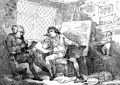 Historikeren animerer en ung malers sind, 1784. af Thomas Rowlandson