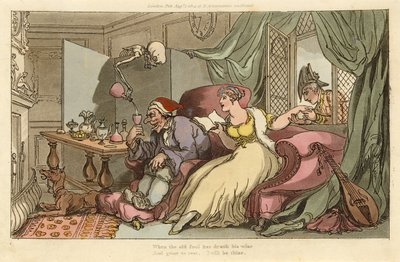 The Honeymoon, fra The English Dance of Death, pub. 1816 (håndfarvet gravering) af Thomas Rowlandson