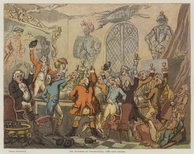 The Humors of Fox-Hunting, 1788, Middagen (chromolitho) af Thomas Rowlandson