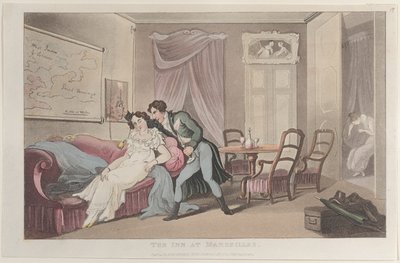 The Inn at Marseilles, fra Journal of Sentimental Travels in the Southern Pro..., 1. januar 1822. af Thomas Rowlandson