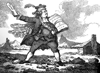 Journalisten med udsigt over Auchinleck eller The Land of Stones, c 1786. af Thomas Rowlandson