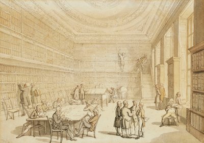 The Library of the Royal Institution, Albemarle Street, af Thomas Rowlandson