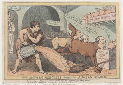 The Modern Hercules, Cleansing the Augian Stald, 23. april 1805., 23. april 1805. af Thomas Rowlandson
