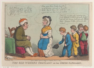 The Old Womans Complaint, eller det græske alfabet, 15. januar 1809., 15. januar 1809. af Thomas Rowlandson