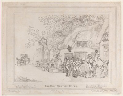 Posthesten fra The Life of a Racehorse, eller The High-Mettled Racer, 20. juli..., 20. juli, 1789 af Thomas Rowlandson