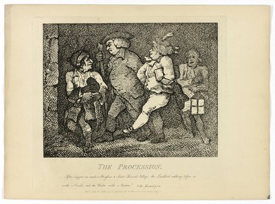 Processionen, fra Boswells Tour of the Hebrides af Thomas Rowlandson