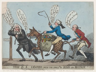 Q.A. Belastet med byttet fra Indien og Storbritannien, 1788., 1788. af Thomas Rowlandson