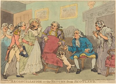 Forsoningen eller tilbagevenden fra Skotland af Thomas Rowlandson