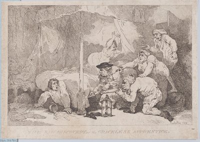 Den sørgelige opdagelse af den takløse lærling af Thomas Rowlandson