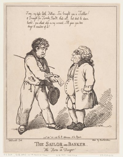 Sømanden og bankmanden eller firmaet i fare, 28. oktober 1799., 28. oktober 1799. af Thomas Rowlandson