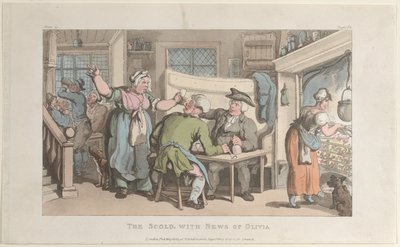The Scold, med nyheder om Olivia, fra The Vicar of Wakefield, 1. maj 1817., 1. maj 1817. af Thomas Rowlandson