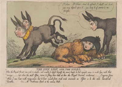 Den syge løve og æslerne, 18. april 1809., 18. april 1809. af Thomas Rowlandson