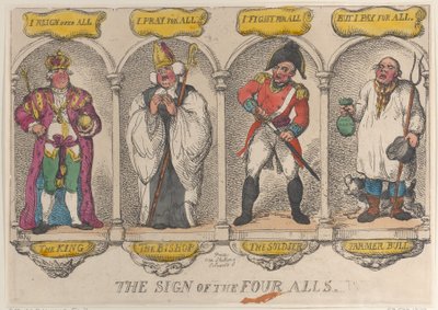 Tegnet på de fire alle, 1810., 1810. af Thomas Rowlandson