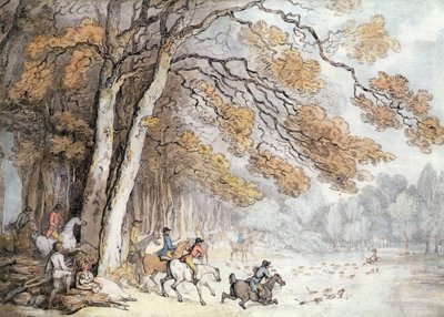 Hjortejagten (pen & akvarel på papir) af Thomas Rowlandson