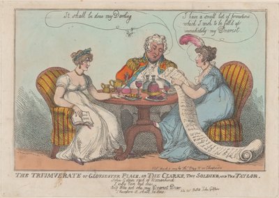 The Triumvirate of Gloucester Place, eller The Clarke, The Soldier, and The Taylor, 1809., 1809. af Thomas Rowlandson