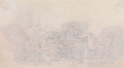 Tre sportsmænd sover ved bordet i deres stole af Thomas Rowlandson