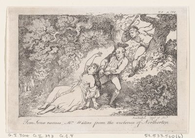 Tom Jones redder fru Waters fra volden i Northerton, fra The History of Tom Jon..., 1792. af Thomas Rowlandson