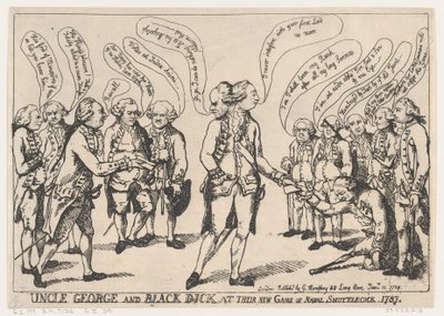 Onkel George og Black Dick ved deres New Game of Naval Shuttlecock, 11. januar..., 11. januar 1787. af Thomas Rowlandson