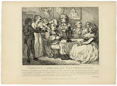 Veronica En morgenmadssamtale, fra Boswells Tour of the Hebrides af Thomas Rowlandson
