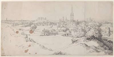 Udsigt over Norwich fra St. James Hill, 1799., 1799. af Thomas Rowlandson