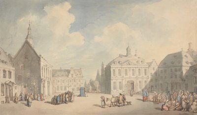 Udsigt over torvet i Juliers i Westfalen af Thomas Rowlandson