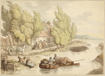 Landsby ved floden af Thomas Rowlandson