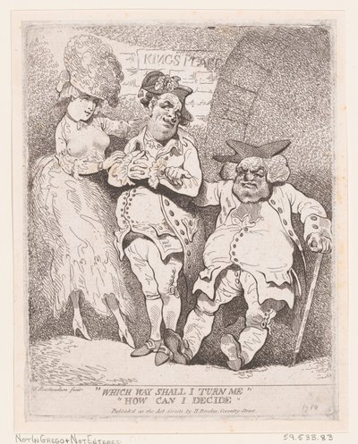 Hvilken vej skal jeg vende mig Hvordan kan jeg beslutte, ca. 1780., ca. 1780. af Thomas Rowlandson