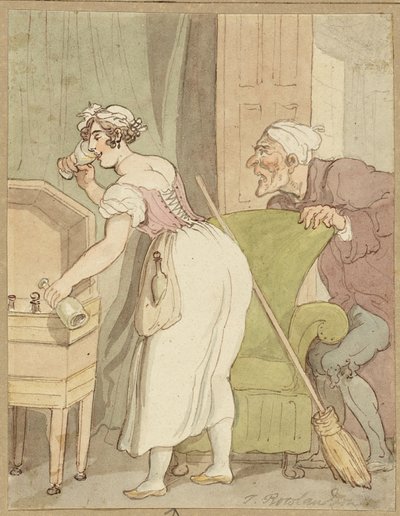 Kvinde taget i at stjæle en drink af Thomas Rowlandson
