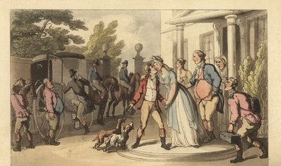 Ung engelsk herre forlader sin familie for at tage på Grand Tour af Thomas Rowlandson