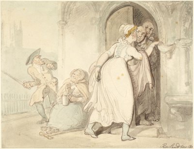 Ung kvinde ved kirkedøren eller ved skriftestolen af Thomas Rowlandson